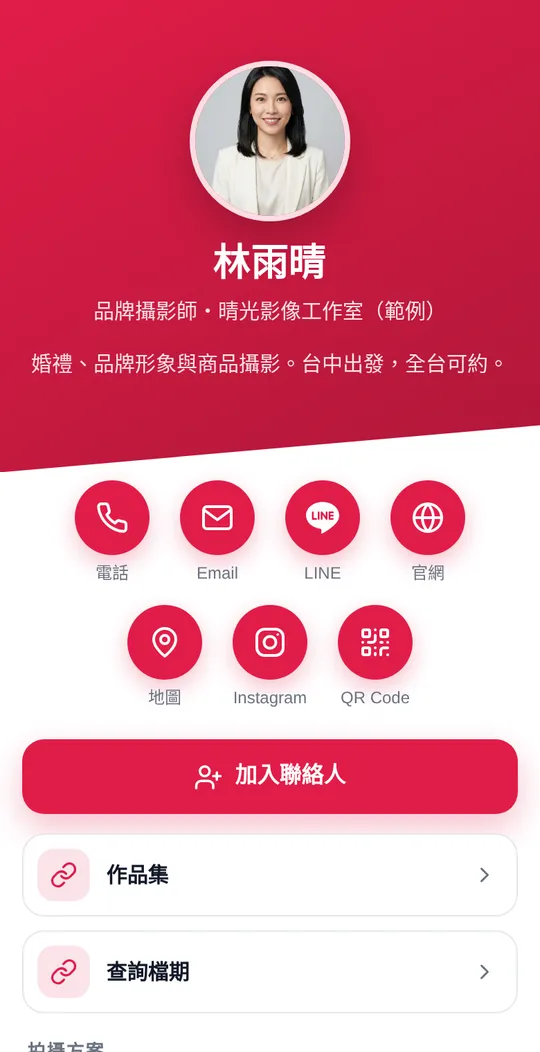 網頁名片風格「品牌色塊」實際畫面